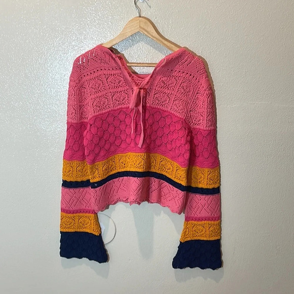 Carolina Herrera Striped Crochet Knit Top XL - Picture 1 of 13
